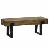 HOMCOM Garden Bench with Metal Legs, Rustic Wood Effect, Concrete Entryway Bench, for Patio, Park, Porch, Lawn, Natural/Black