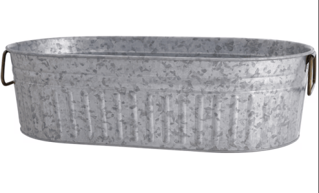 Better Homes & Gardens - BH28-056-099-21 Oval Galvanized Tub, 20.27" L x 11.22" W x 5.7" H
