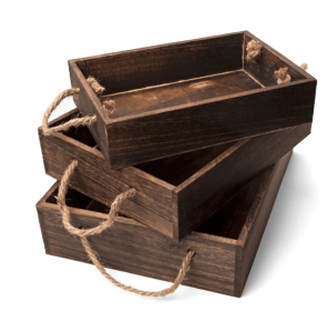 Cousin DIY Rustic Barn Brown Wooden Nested Tray Set, 3 Pieces in Graduated Sizes