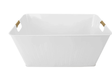 Better Homes & Gardens- White Large Rectangle Galvanized Tub, 21.96 IN L