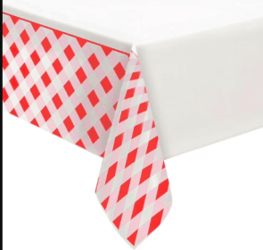 Way to Celebrate! Red Buffalo Plaid Plastic Party Tablecloth, 84 x 54in
