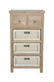 Safari Occasional Table With Drawers & Rattan Basket