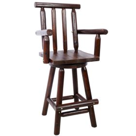 Rustic Bar Stool - Fir Wood Construction, Chair with Footrest,Wide Armrest, Rustic Kitchen Stool, Tall Bistro Chair for Dining Room, Restaurant,