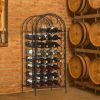 HOMCOM 35 Bottle Wrought Iron Wine Rack Cabinet with Lock, Black