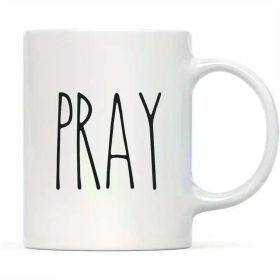 Andaz Press Simple Farmhouse Rustic Fall Autumn Kitchen Decor 11oz. Ceramic Coffee Tea Mug Gift, Pray, 1-Pack,
