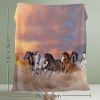 3D Horse Printed Flannel Throw Blanket for Girls Women Running Horse Throw Blanket Fleece Blankets with Horses on Them Flannel Blanket Cool Horse Soft