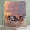 3D Horse Printed Flannel Throw Blanket for Girls Women Running Horse Throw Blanket Fleece Blankets with Horses on Them Flannel Blanket Cool Horse Soft