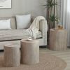 Set of 3 Nautral Wood Coffee Table with clear and visible tree rings