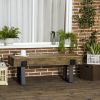 HOMCOM Garden Bench with Metal Legs, Rustic Wood Effect, Concrete Entryway Bench, for Patio, Park, Porch, Lawn, Natural/Black