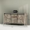HOMCOM 59" Buffet Cabinet, Farmhouse Sideboard with Thick Top, 2 Barn Doors, 4 Drawers and 2 Adjustable Shelves, Gray Wash