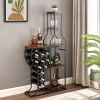 11-Bottle Floor Wine Rack,5 Tier Freestanding Wine Rack with Wine Glass Holder and Storage Shelves,for Home Bar,Living Room,Dining Room,Gift