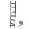 Farmhouse Foldable Reed Galvanized and Wood Ladder Planter 14.2" x 7.5" x 70.9"