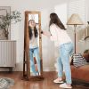 HOMCOM 360° Swivel Jewelry Armoire, Lockable Jewelry Cabinet with Full-Length Mirror, Storage Shelves, Rustic Brown