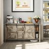 HOMCOM 59" Buffet Cabinet, Farmhouse Sideboard with Thick Top, 2 Barn Doors, 4 Drawers and 2 Adjustable Shelves, Gray Wash