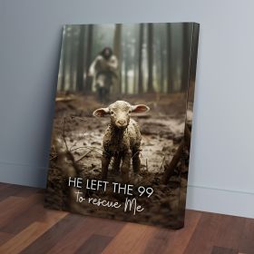 1 Piece Canvas Painting With Wood Frame, Ready To Hang, He Left 99 Sheep To Save Me, Man And Lost Sheep, Christian Wall Art, Framed Mural Print, Suita (Option: 36x24inch)