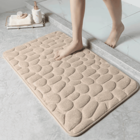 3D Non Slip Bathroom Mat Cobblestone Embossed Bath Mats (Color: Light Brown, size: 40*60)
