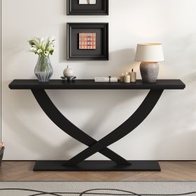 Mirod 57'' Modern Rustic Console Table with Cross-Leg Design,Sturdy Construction and Ample Surface Space,Perfect for Living Room or Bedroom (Color: as Pic)