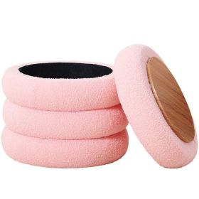 Round Storage Ottoman, Modern Sherpa Footstool, Teddy Vanity Stool with Flip-Top Tray, Makeup Chair for Home Decor (Color: as picture)