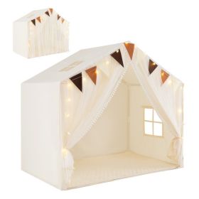 Playhouse Tent with Door Curtains Windows for Household (Color: Beige, Type: Tent)