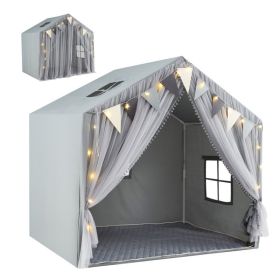Playhouse Tent with Door Curtains Windows for Household (Color: Gray, Type: Tent)