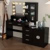Large Makeup Vanity with Lights, Vanity Table with Charging Station, Vanity Desk with Mirror and 10 LED Light Bulbs